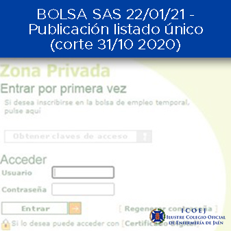 prosperidad tenedor Colgar BOLSA SAS 22/01/21 - Publicación listado único (corte 31/10 2020) - Ilustre  Colegio Oficial de Enfermería de Jaén